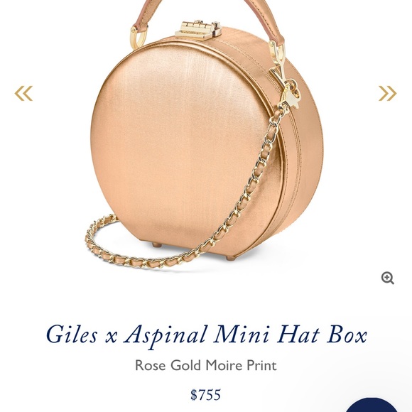 Giles x Aspinal Mini Hat Box Rose Gold Moire Print discontinued - Picture 8 of 17